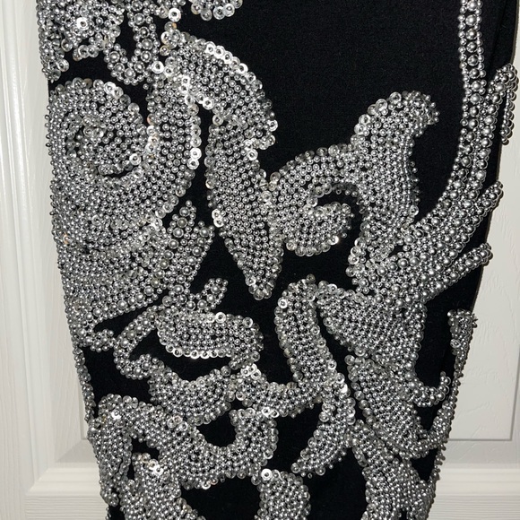 PlAttitudes by Debra Black Beaded Spandex fitted Mini Dress GORGEOUS Sz. S - Picture 7 of 10